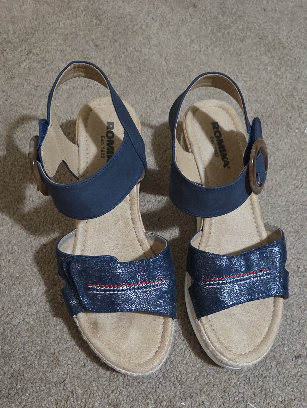 Romika Espi Navy Adjustable Slingback Sandals
